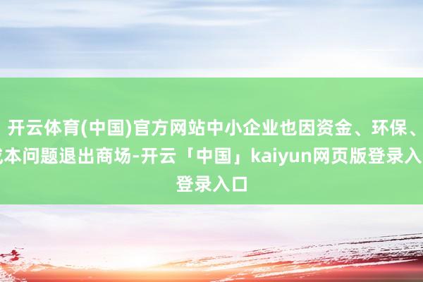 开云体育(中国)官方网站中小企业也因资金、环保、成本问题退出商场-开云「中国」kaiyun网页版登录入口